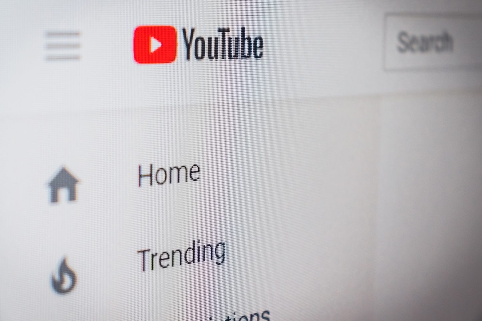 YouTube home page and trending